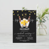 Bier und Wein Rente Party Sip Sip Hooray Einladung (Stehend Vorderseite)