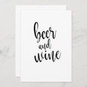 Bier und Wein Schwarz und Weiß erschwingliches Zei Einladung (Vorne/Hinten)