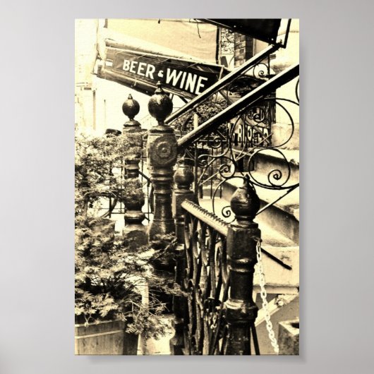Bier und Weine-Sepia-Poster Poster (Vorne)