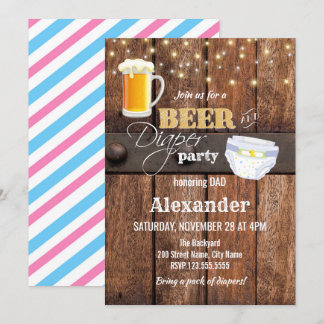 Bier- und Windel-Babydusche Einladung