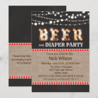 Bier-und Windel-Party-Tafel-Einladung