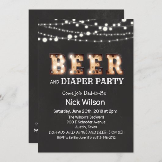 Bier- und Windelkrebs Party Einladung (Vorne/Hinten)