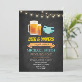 Bier und Windeln Geburtstagsdusche Einladung (Stehend Vorderseite)