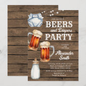 Bier und Windeln Party Wood Men's Baby Dusche Einladung (Vorne/Hinten)