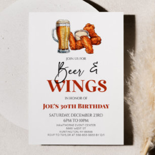 Bier und Wings Chicken Wings Geburtstagsfeier Einladung