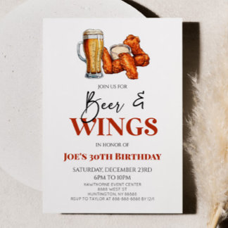 Bier und Wings Chicken Wings Geburtstagsfeier Einladung