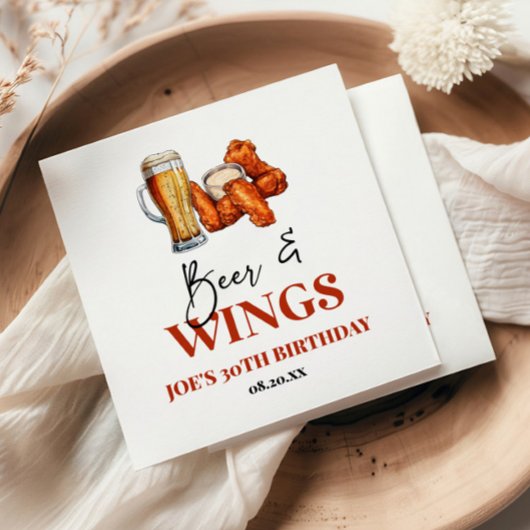 Bier und Wings Geburtstagsfeier Serviette