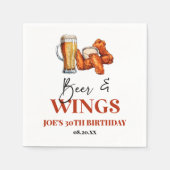 Bier und Wings Geburtstagsfeier Serviette (Vorderseite)