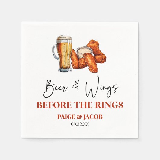Bier und Wings vor dem Proben-Dinner für die Ringe Serviette (Vorderseite)