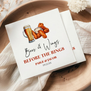 Bier und Wings vor dem Proben-Dinner für die Ringe Serviette