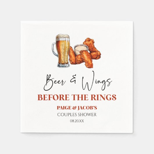 Bier und Wings vor den Ringen Paarschwimmbad Serviette (Vorderseite)