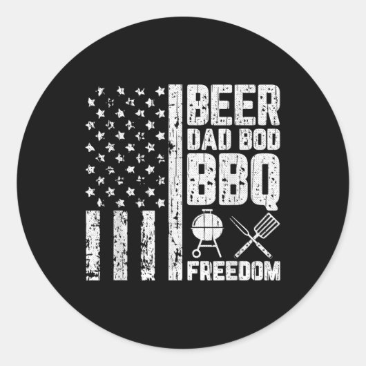 Bier Vater Bod Grillen Freedom Cool American Flag Runder Aufkleber (Vorderseite)