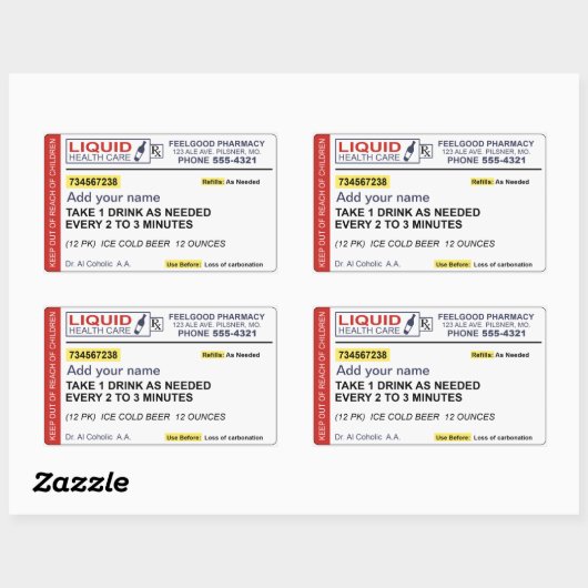 Bier-Verschreibung (Name hinzufügen) Rechteckiger Aufkleber (Blatt)