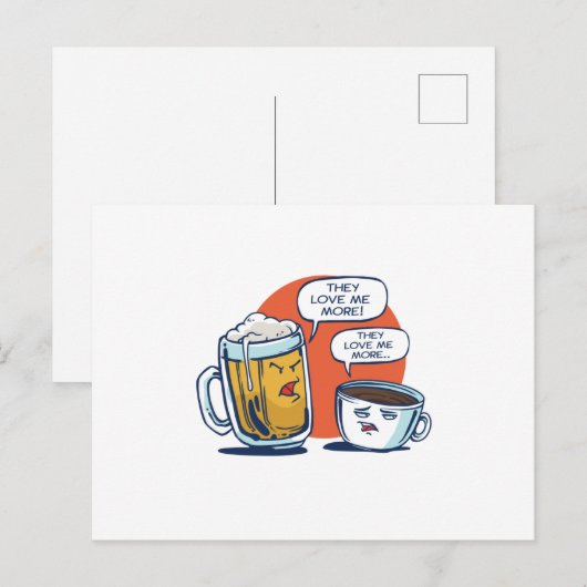 Bier Vs Kaffee Postkarte (Vorne/Hinten)