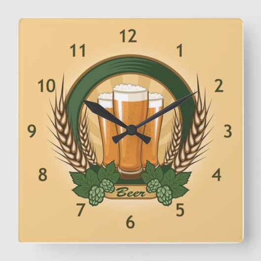 Bier-Wall-Uhr Quadratische Wanduhr (Vorderseite)