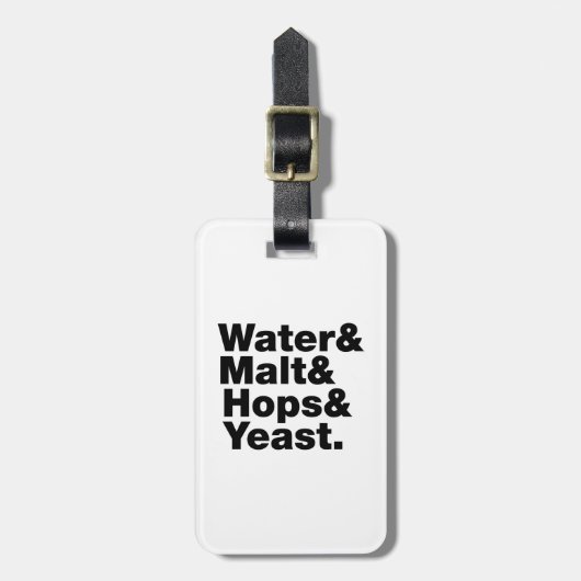 Bier = Wasser & Malt & Hopfen & Hefe. Gepäckanhänger (Vorderseite vertikal)