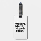 Bier = Wasser & Malt & Hopfen & Hefe. Gepäckanhänger (Rückseite vertikal)