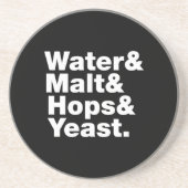 Bier = Wasser & Malt & Hopfen & Hefe. Getränkeuntersetzer (Vorne)