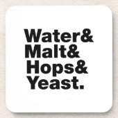 Bier = Wasser & Malt & Hopfen & Hefe. Getränkeuntersetzer (Vorderseite)