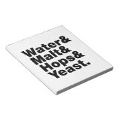 Bier = Wasser & Malt & Hopfen & Hefe. Notizblock (angewinkelt)