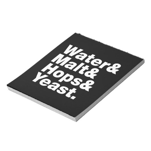 Bier = Wasser & Malt & Hopfen & Hefe. Notizblock (Rotiert)