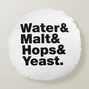 Bier = Wasser & Malt & Hopfen & Hefe. Rundes Kissen