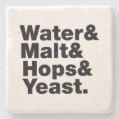 Bier = Wasser & Malt & Hopfen & Hefe. Steinuntersetzer (Vorderseite)
