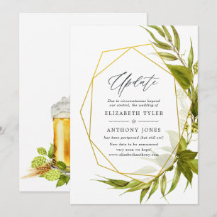 Bier-Weide Grün- und Gold-Geometrie-Hochzeitsupdat Einladung