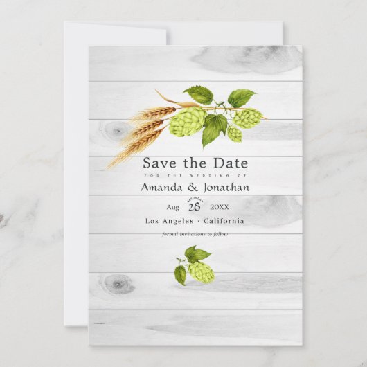Bier Weide Grüne und Gold Save The Date (Vorderseite)