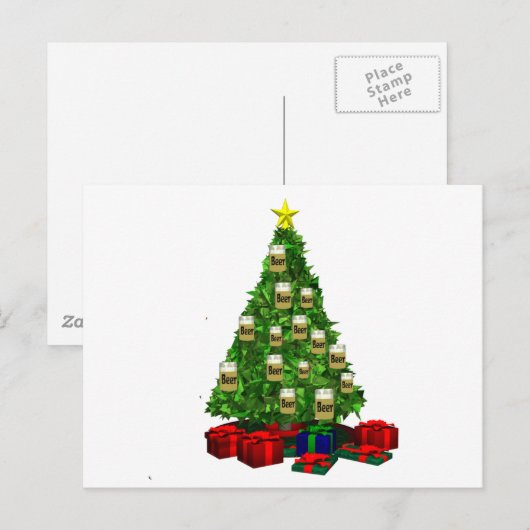 Bier-Weihnachtsbaum Feiertagspostkarte (Vorne/Hinten)