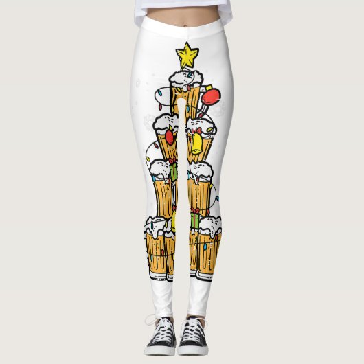 Bier Weihnachtsbaum Xmas Brew Vater Männer Leggings (Vorderseite)