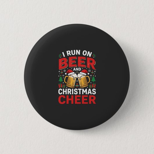 Bier Weihnachtsfreude Feiertags Trinken Button (Vorderseite)