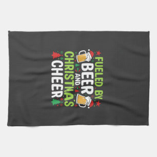 Bier Weihnachtsfreude Feiertags-Trinken Vektor Geschirrtuch