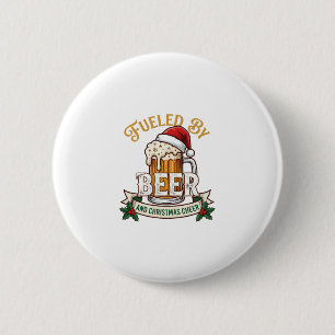 Bier-Weihnachtsfreude-Tasse Santa Hut Stechpalme Button