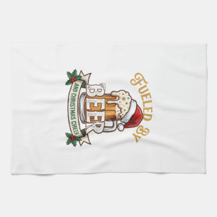 Bier-Weihnachtsfreude-Tasse Santa Hut Stechpalme Geschirrtuch