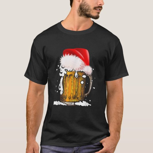 Bier Weihnachtsmannmütze Weihnachten trinken Lover T-Shirt (Vorderseite)