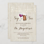 Bier & Wein Sip and See Housewarming Party Einladung (Vorne/Hinten)