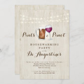 Bier & Weine Pints & Pinot Housewarming Party Einladung (Vorne/Hinten)