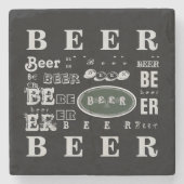 Bier-weiße u. grüne Collage Steinuntersetzer (Vorderseite)