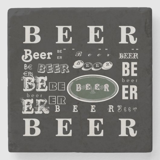 Bier-weiße u. grüne Collage Steinuntersetzer (Vorderseite)