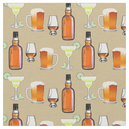 Bier Whiskey und Cocktails auf Linen Stoff (Nahaufnahme)