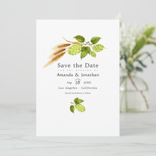Bier Willow Greenery und Gold Save The Date (Stehend Vorderseite)