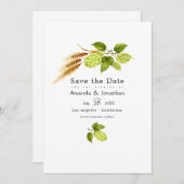 Bier Willow Greenery und Gold Save The Date (Vorne/Hinten)