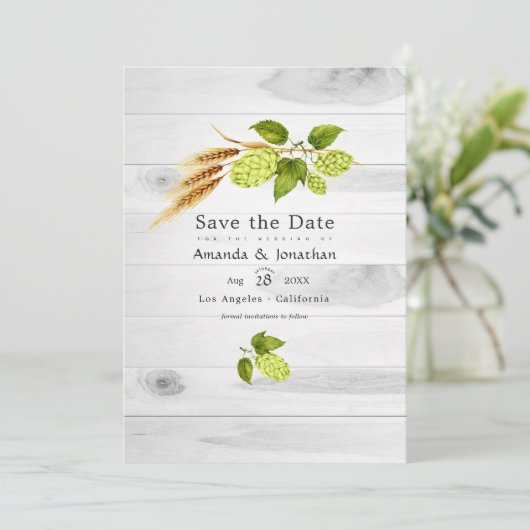 Bier Willow Greenery und Gold Save The Date (Stehend Vorderseite)