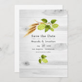 Bier Willow Greenery und Gold Save The Date (Vorne/Hinten)