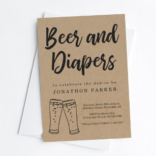 Bier & Windeln Party - Papa, Typ, Men Baby Dusche Einladung