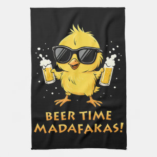 Bier-Zeit Madafakas Lustiges Meme Ente Gans Retro Geschirrtuch