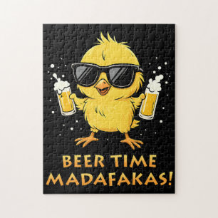 Bier-Zeit Madafakas Lustiges Meme Ente Gans Retro Puzzle