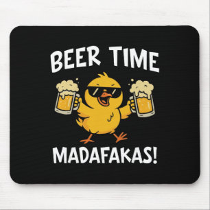Bier-Zeit Madafakas Lustiges Meme-Ente Mit Bier Ch Mousepad