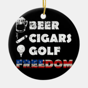 Bier Zigarren Golf Freiheit Raucher Trinker Golfer Keramik Ornament